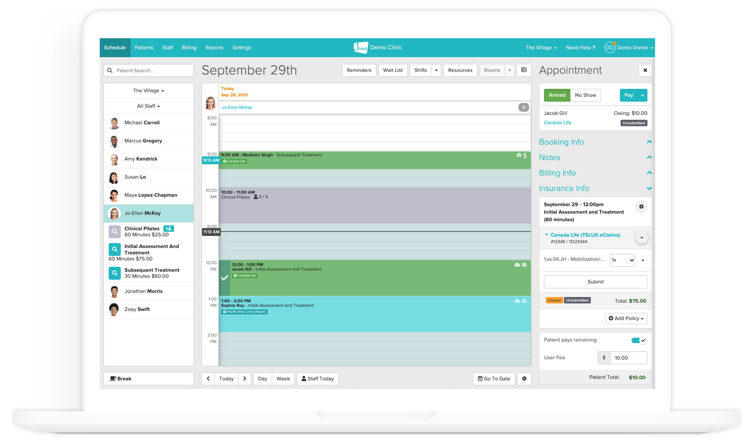 Use this clinic management program to manage patient insurance claims and to track insurance billing.