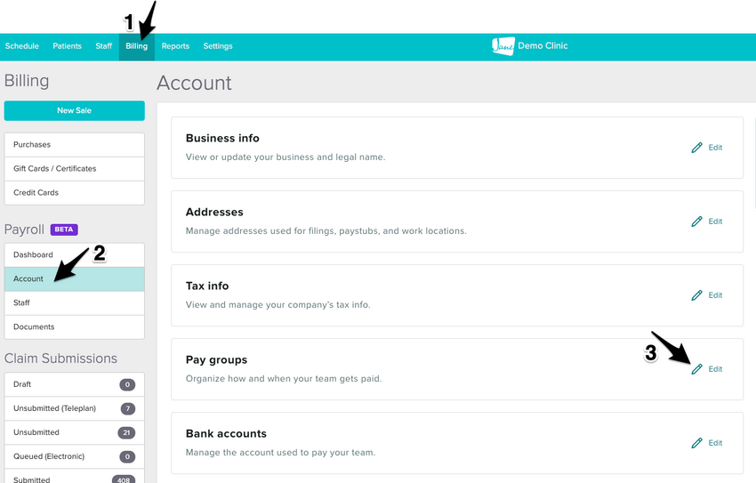 The Pay Groups section showing the Edit button