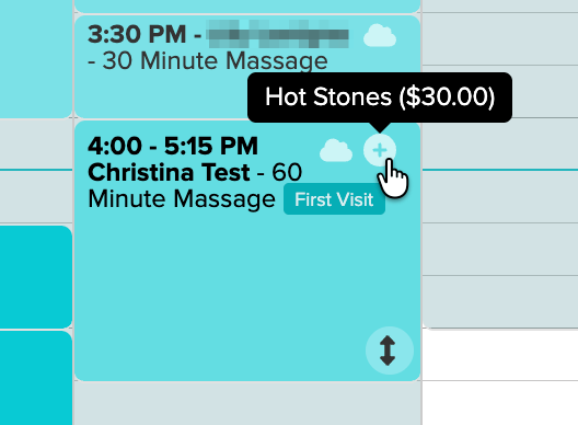 The plus icon on an appointment on the schedule
