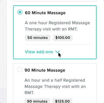 Add-on being selected