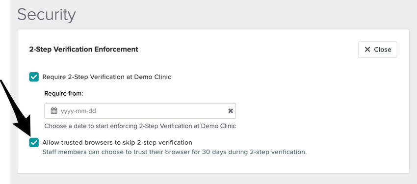 TThe checkbox to allow trusted browsers to skip 2-SV