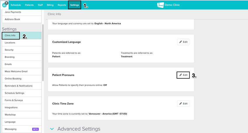 An image of the navigational steps to enable or disable this feature in a patient's My Account portal