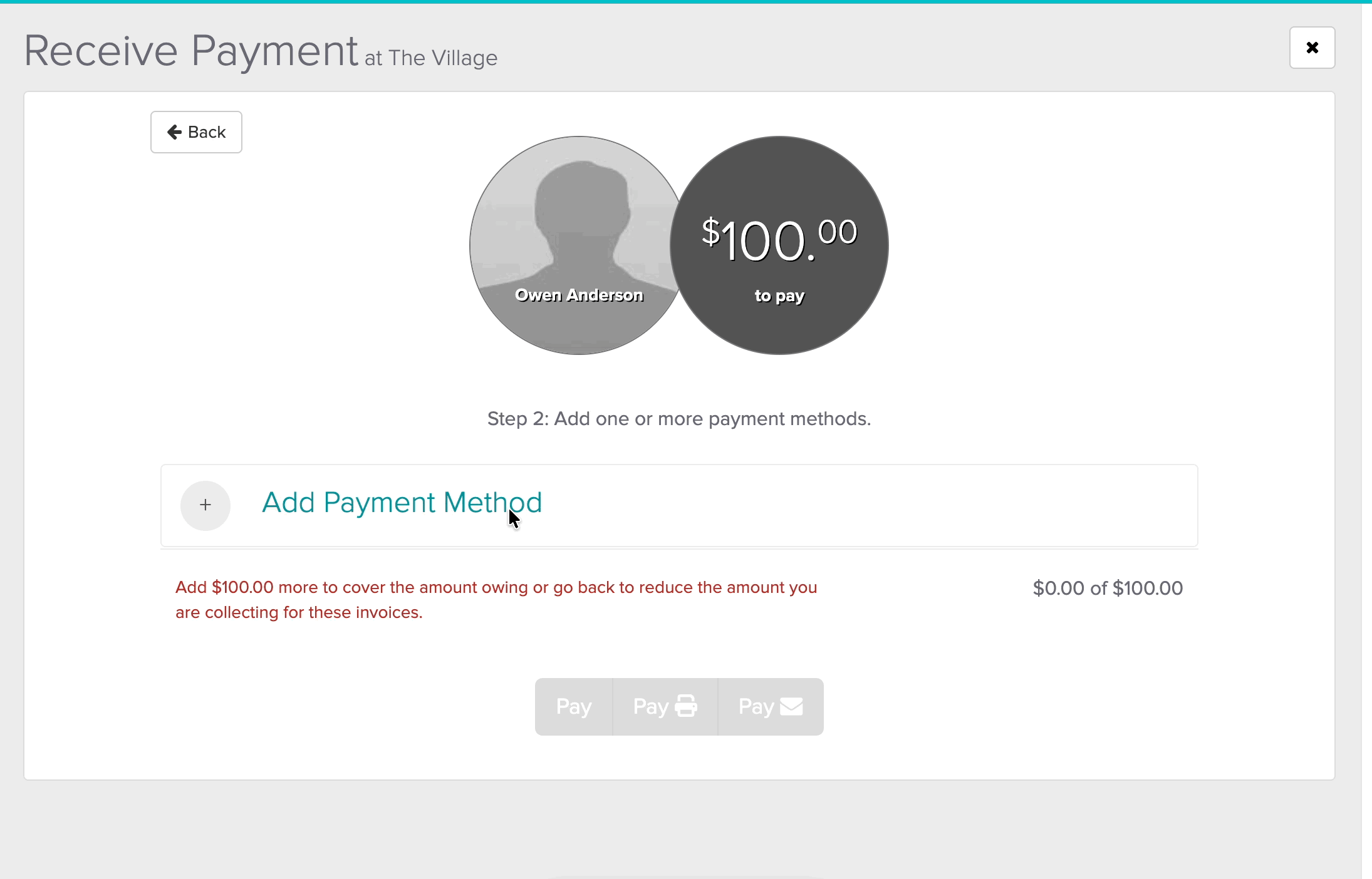 A short video of selecting the payment method to reveal the gift card search field