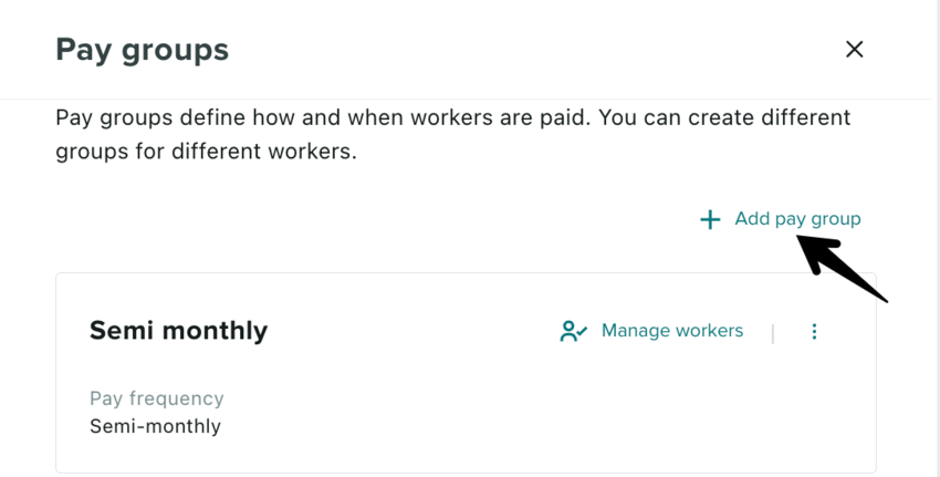 The Pay Groups section showing the Add Pay Group button