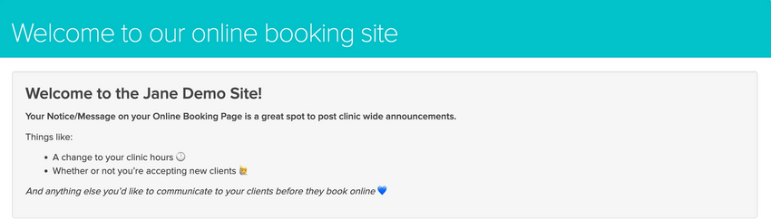 An image of what the Online booking banner looks like