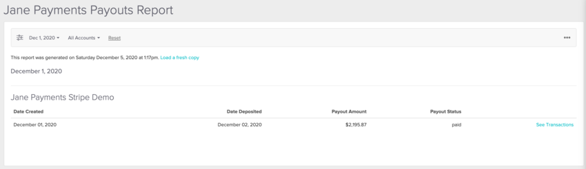 Payout Amount Example