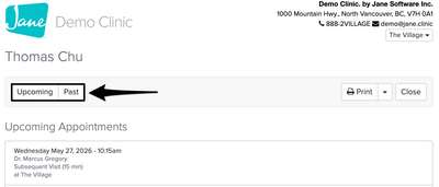 An image of where to select the appointment type and 