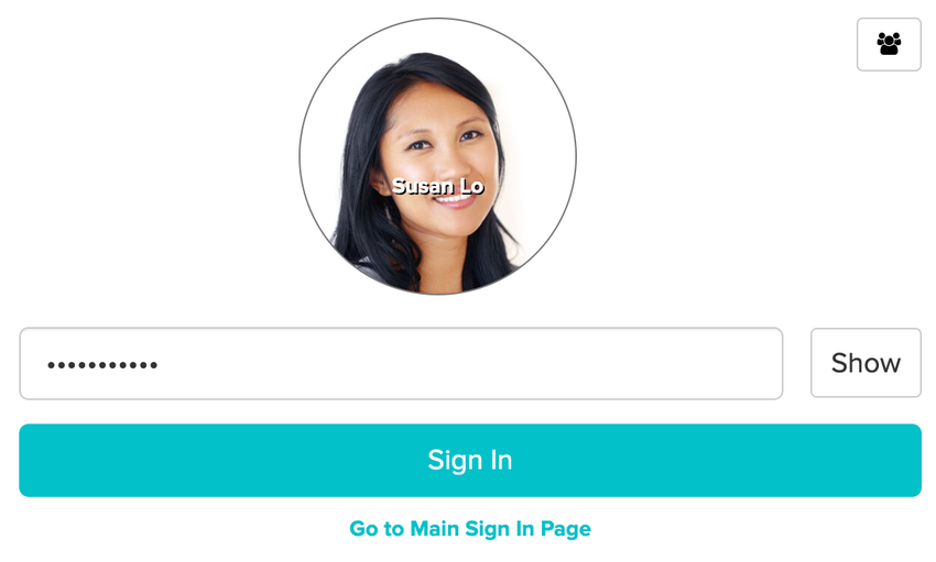 an image of the login screen where a practitioner or staff member would enter their password after clicking on their profile picture