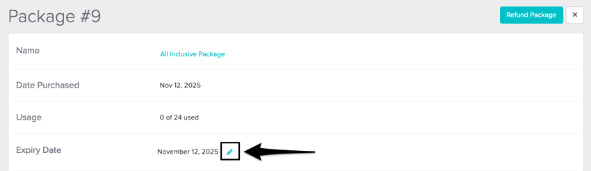 An image of where to view on the pencil icon to edit the expiry date