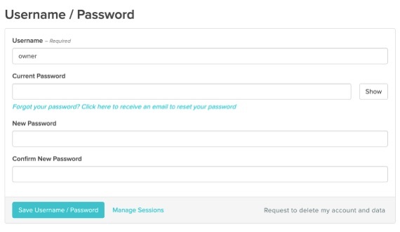 An image of what the username and password area looks like