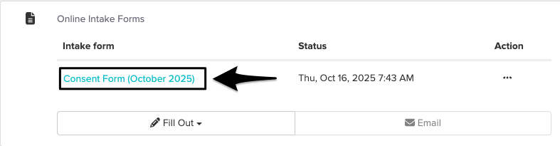 an image of where the consent form will appear within the patient's profile