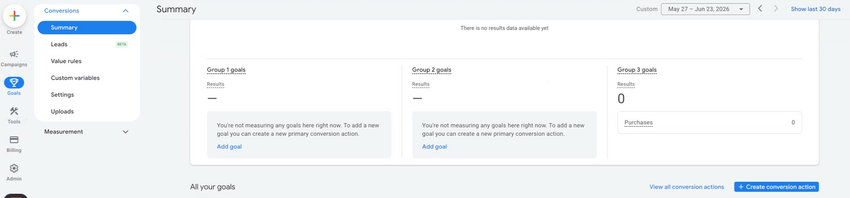 The Summary page with the Create conversaion action button in the lower left corner
