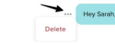 A message with the three dots next to it selected and a delete button available