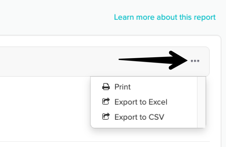 The three dots menu in the Appointments Report with the Export to Excel option
