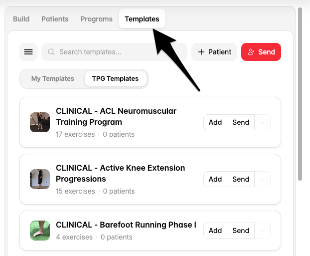 The Templates button in the upper-right
