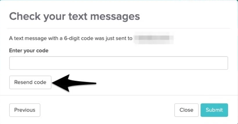 An image of where to view and click on the resend code button when trying to login to Jane