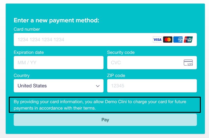 An image of where the card is entered