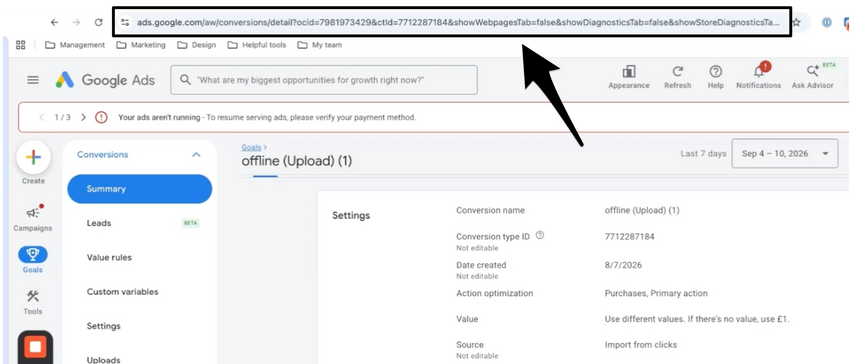 the browser open with the URL highlighted