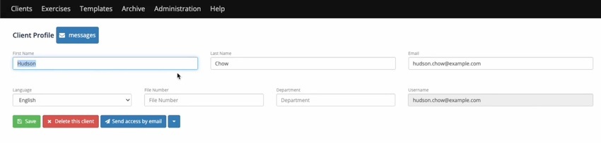 A patient's details in Wibbi