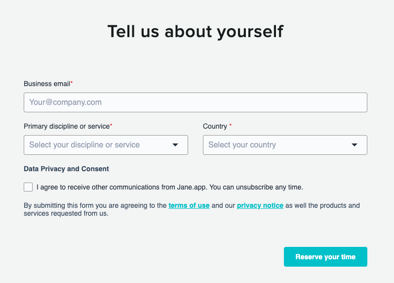 An image of the screen where you'll need to fill out the form