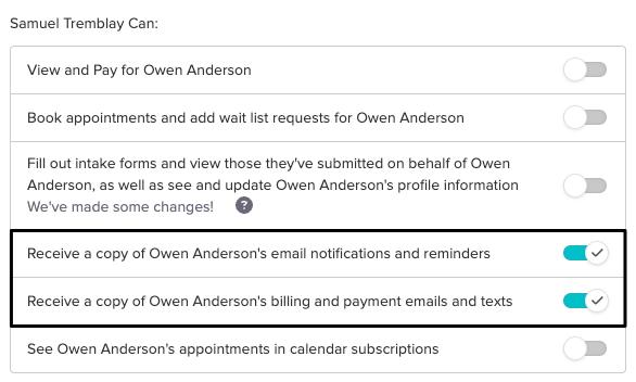 An image of the specific permissions when setting up a relationship