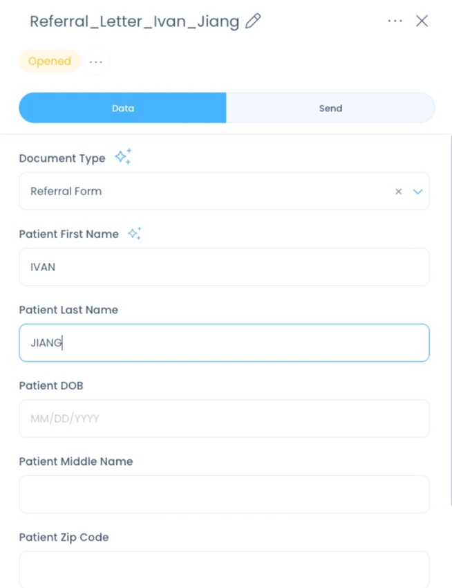the extracted patient data for review