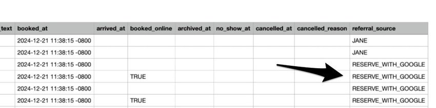 the exported appointments report