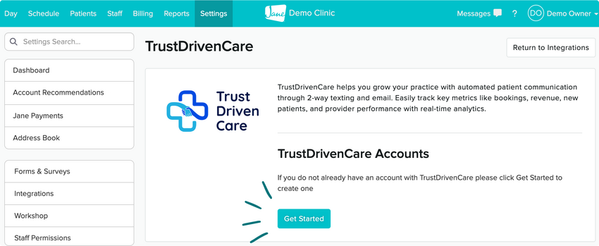 new TrustDrivenCare integration with Jane