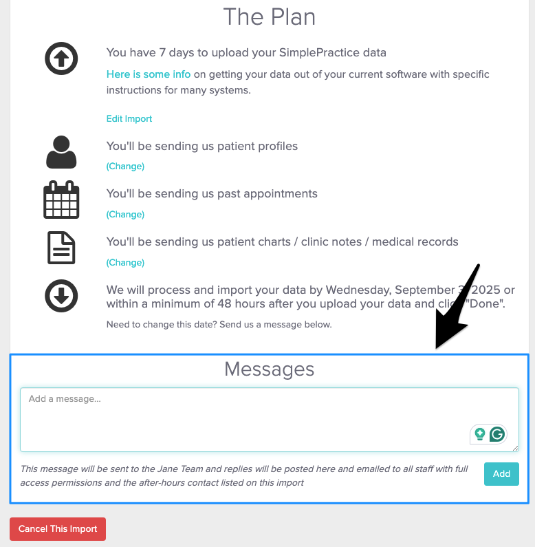 An image of the area to add in any messages to the team